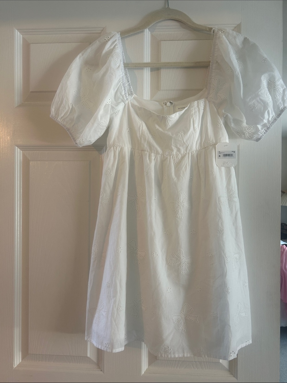 Altar'd State White Eyelet Puff-Sleeve Dress